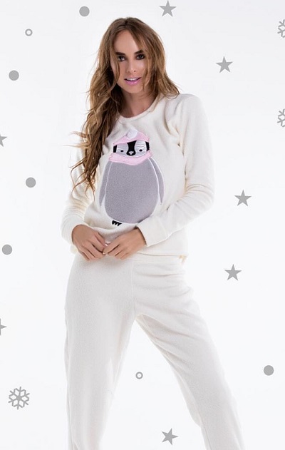 Pijama Polar Pinguino Crema