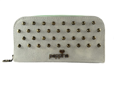 Billetera cierre simple gris tachas