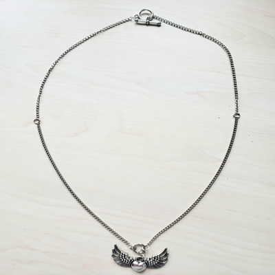 Collar cadena eslabón 65 cm pequeño corazón alas