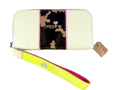 Billetera simple Blanca cierre turquesa